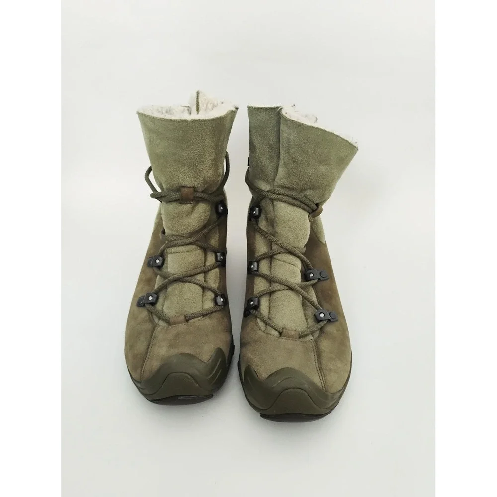 Merrell Forecast Tug Winter Boots Womens 6 Dark Green Leather Suede Vibram